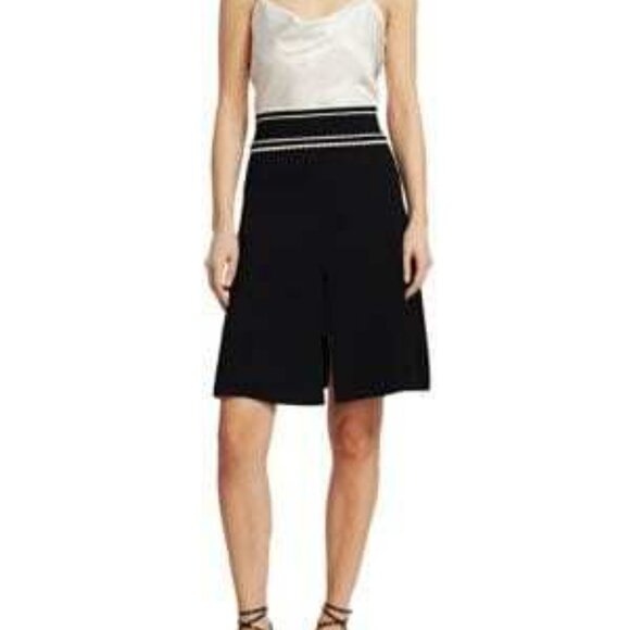 SANDRO Anna Scalloped Black & White A-Line Skirt.  SZ 3 - Picture 2 of 8